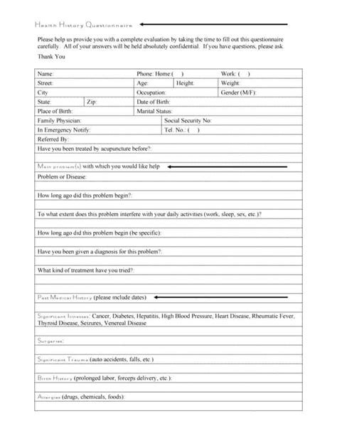 67 Medical History Forms [word Pdf] Printable Templates