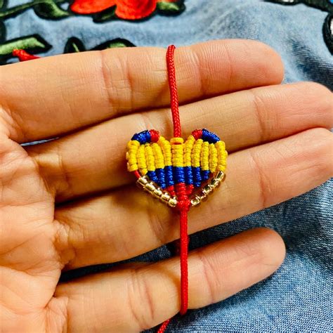 Colombian Heart Bracelet Colombian Flag Bracelet Macrame Heart