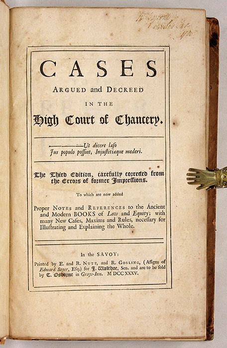 Cases Argued and Decreed in the High Court of Chancery [Bound with]. by ...