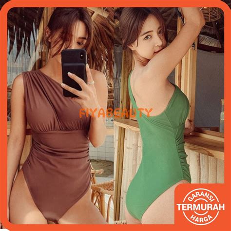 Jual Swimsuit One Shoulder Swimwear Wanita Swimsuit Wanita Baju Renang Wanita Sexy Bikini Set