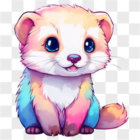 Download Kawaii Ferret Sitting On Black Background Online Creative