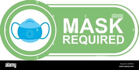 Mask Required Label Sticker With Medical Mask And Lettering Vector