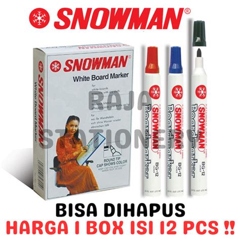 Promo SNOWMAN WHITEBOARD MARKER BG 12 SPIDOL PAPAN TULIS ABG 12 12PCS