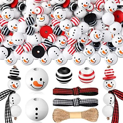 Amazon 450 Pieces Snowman Wood Beads Christmas Wooden Beads Winter