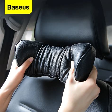 Baseus Auto Hals Kissen Einstellbar PU Leder Kopfstütze 3D Speicher