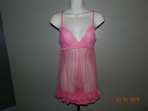 Victoria S Secret Babydoll Bright Pink Mesh Lace S Gem