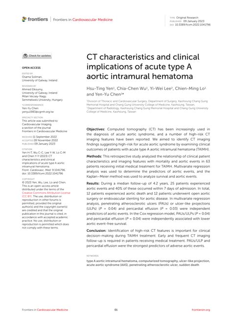 Pdf Ct Characteristics And Clinical Implications Of Acute Type A