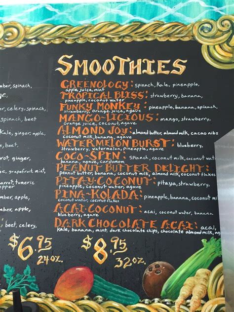 Tru Nature Juice Bar Photos Smoothie Menu Juice Bar Menu Juice Bar