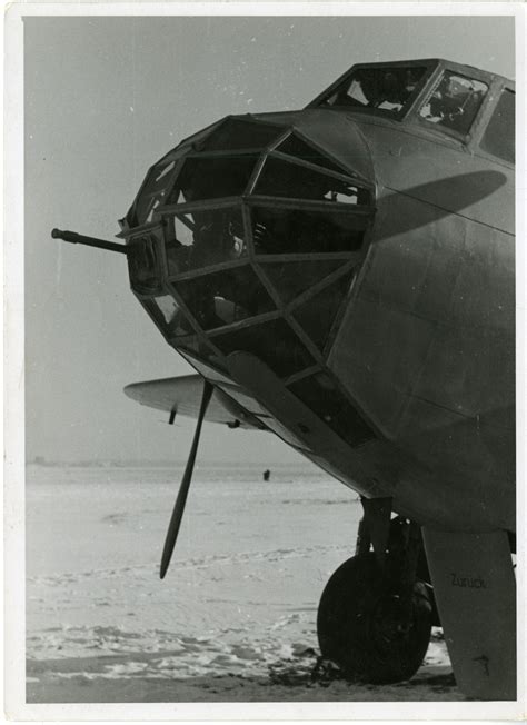 Nose of German Dornier Do 217 bomber on snow covered airfield, Netherlands, 1943 | The Digital ...