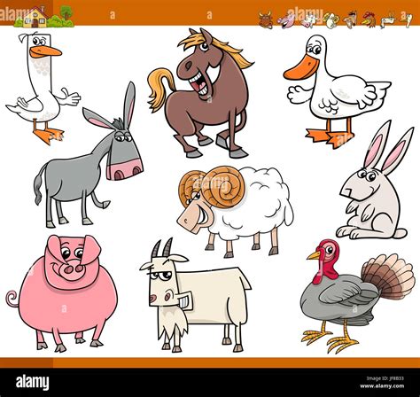 Gli Animali Della Fattoria Serie Cartoon Illustrazione Immagine E