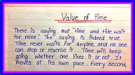 Value Of Time Essay In English Essay Writing In English Essay