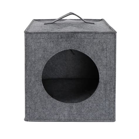 MiMu Cozy Cat Bed Cave - Large Cat Bed Hideouts with Felt Cat Cube ...