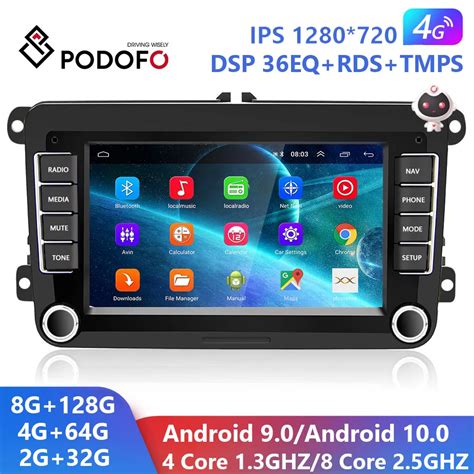 Podofo 8G 128G Android 10 0 2 din samochód Radio Stereo odbiornik GPS