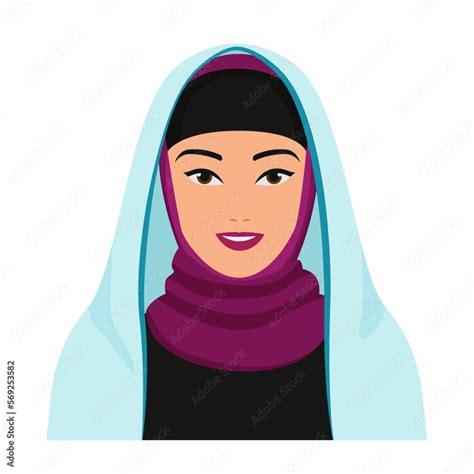 Arab Young Woman Islamic Culture Girl Traditional Muslim Dressed Lady Vector Cartoon