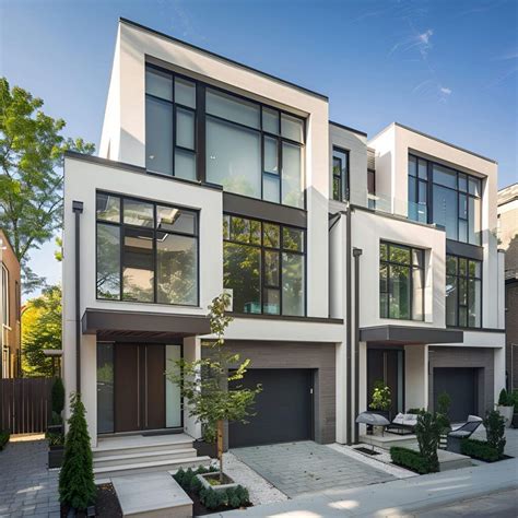 Modern Townhouses With Sleek Design Private Garages And Landscaped