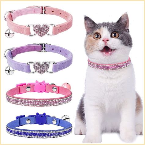 Cat Bling Collars For Girl Cats 4 Pcs Cat Collar Rhinestone