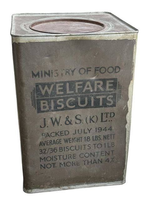 IMCS Militaria British WW2 Metal Wellfare Biscuits Can