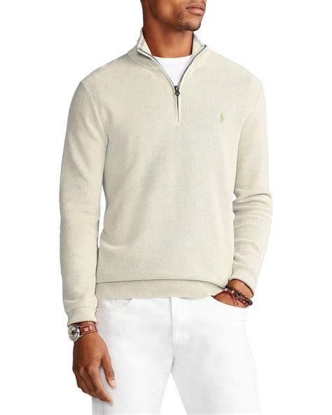 Polo Ralph Lauren Regular Fit Cotton Mesh Quarter Zip Pullover In