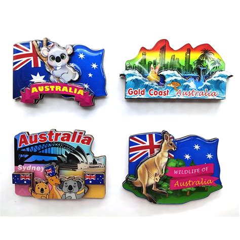 Custom Double Layer Mdf Wood Epoxy Magnet Australia Souvenir Fridge