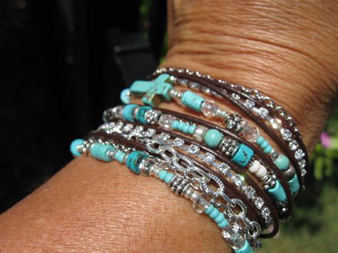 Turquoise Leather Wrap Bracelet Boho Western Endless Etsy Uk