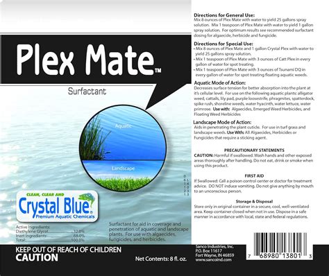 Buy Crystal Blue Plex Mate Aquatic Surfactant For Herbicides 8 Ounces