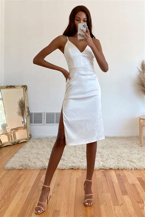 Sexy White Satin Dress Embroidered Lace Dress Lace Midi Dress Lulus