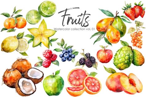 Pintura Em Aquarela De Frutas Desenhadas M O Elementos De Frutas