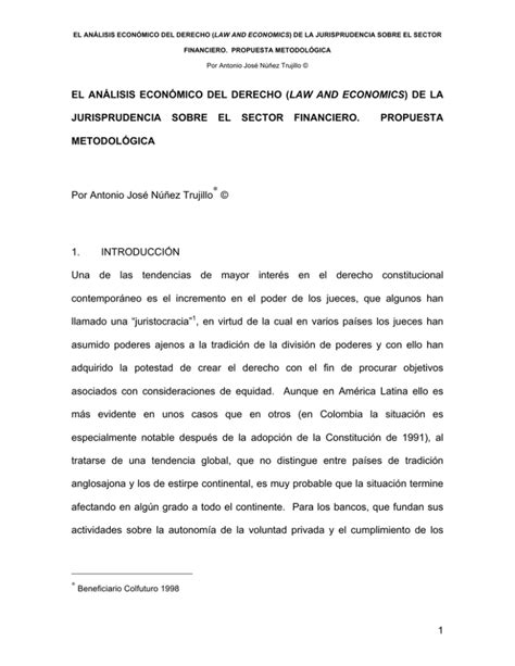 1 EL ANÁLISIS ECONÓMICO DEL DERECHO LAW AND