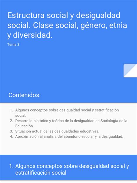 Tema 3 Estructura Social Y Desigualdad Social Clase Social Género