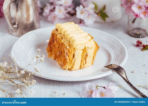 Mille Feuille French Dessert Known Also As Napoleon Cake Stock Photo