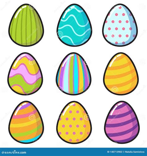 Vector Kawaii Egg Emoji Easter Stickers Stock Illustration