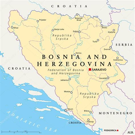 Bosnia And Herzegovina Political Map — Stock Vector © Furian #65153151