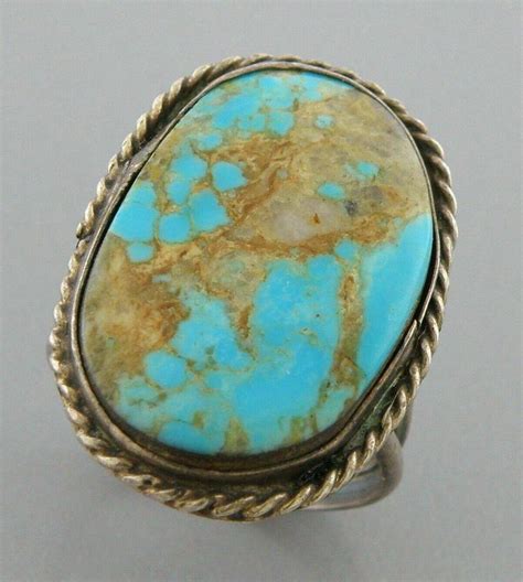 Vintage Beautiful Navajo Sterling Silver Turquoise Ring Jan 08 2023