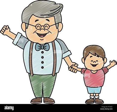 Cute grandfather with grandson scribble Stock Vector Image & Art - Alamy