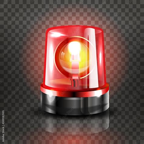 Stockvector Red Flasher Siren Vector Realistic Object Light Effect