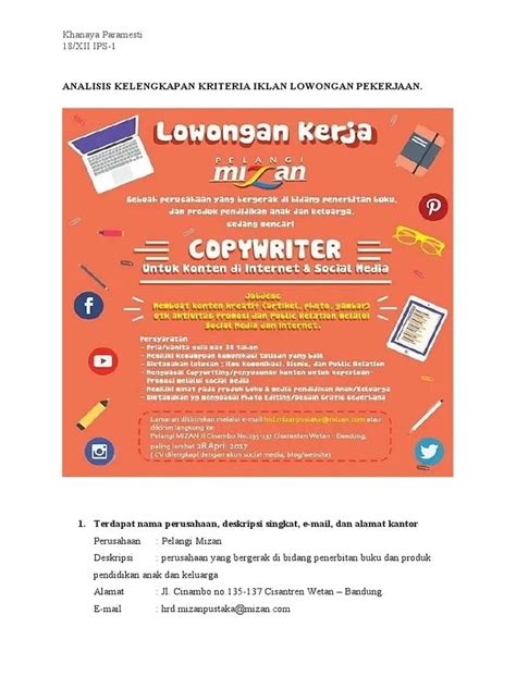 Iklan Lowongan Pekerjaan Bahasa Inggris Contoh Surat Resmi