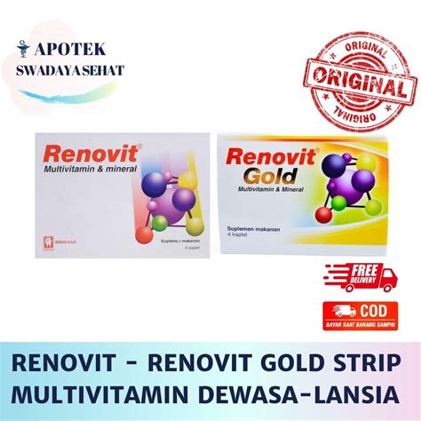 Jual RENOVIT Strip Dan Renovit Gold Strip Multivitamin Dewasa Dan