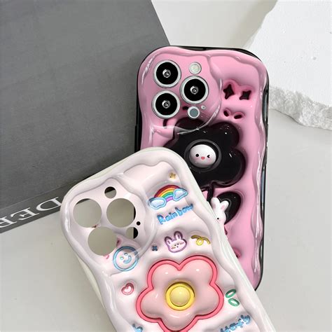 Jizetin For Infinix Hot 50 4G Hot 50 Pro 4G Back Cover Creative Cute Flowers Cream Wavy Edge