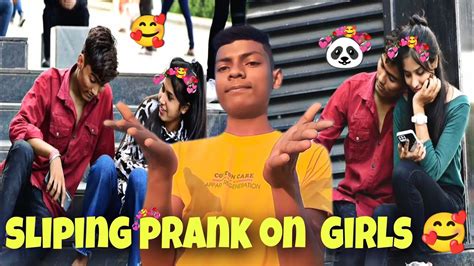 Sliping Prank On Cute Girls 🥰 Prank On Cute Girls Funny Vlog Youtube