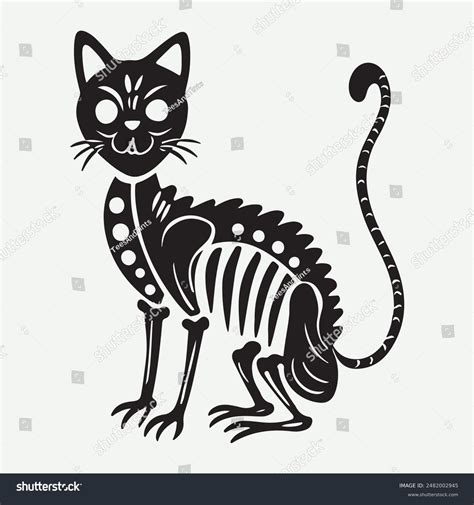 Cartoon Black Cat Skeleton Halloween Clip Stock Vector Royalty Free