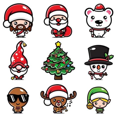 Christmas Stickers With Santa Claus Snowman And Other Characters