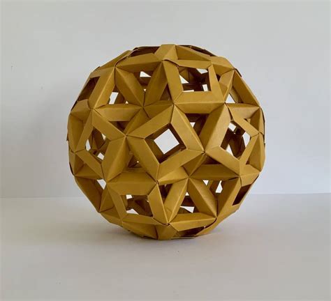 Inverted Rhombicosidodecahedron Geometric Origami Sculpture By Vance