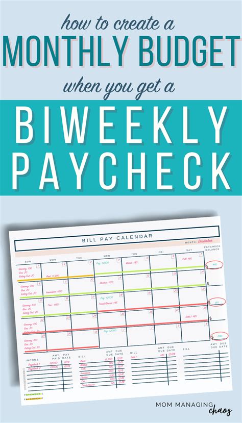 How To Budget Monthly Bills With Biweekly Paychecks Artofit