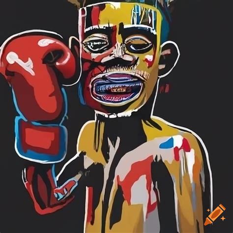 Basquiat Inspired Painting Of A Man Boxing On Craiyon