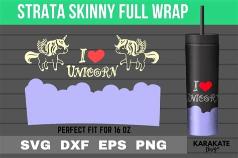 I Love Unicorn 16 Oz Strata Skinny Wrap Graphic By Karakate · Creative