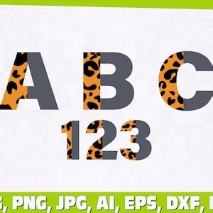 Half Leopard Font Svg Leopard Cheetah Half Print Font Letters Etsy