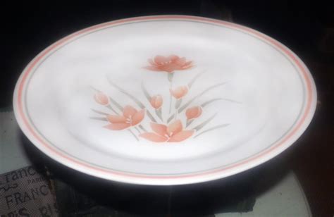 Vintage 1987 1991 Corelle Peach Floral Dinner Plate Made In Usa