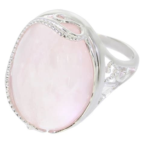 Bague Qr En Quartz Rose V Ritable Bijoux En Argent Rhodi Pour Femme