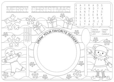 Christmas Coloring Placemats 10 Free PDF Printables Printablee