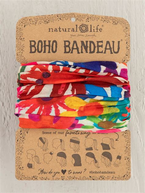 Full Boho Bandeau® Headband Bright Floral Garden Natural Life